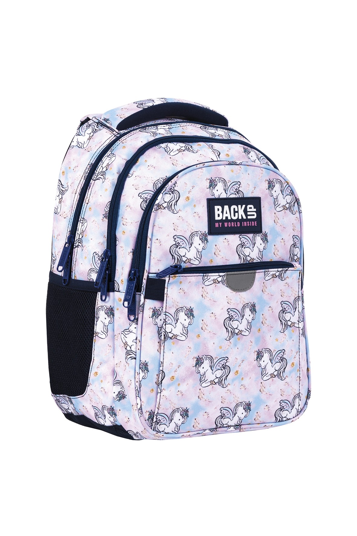 Plecak BackUp dziewczęcy 3komorowy - różowy