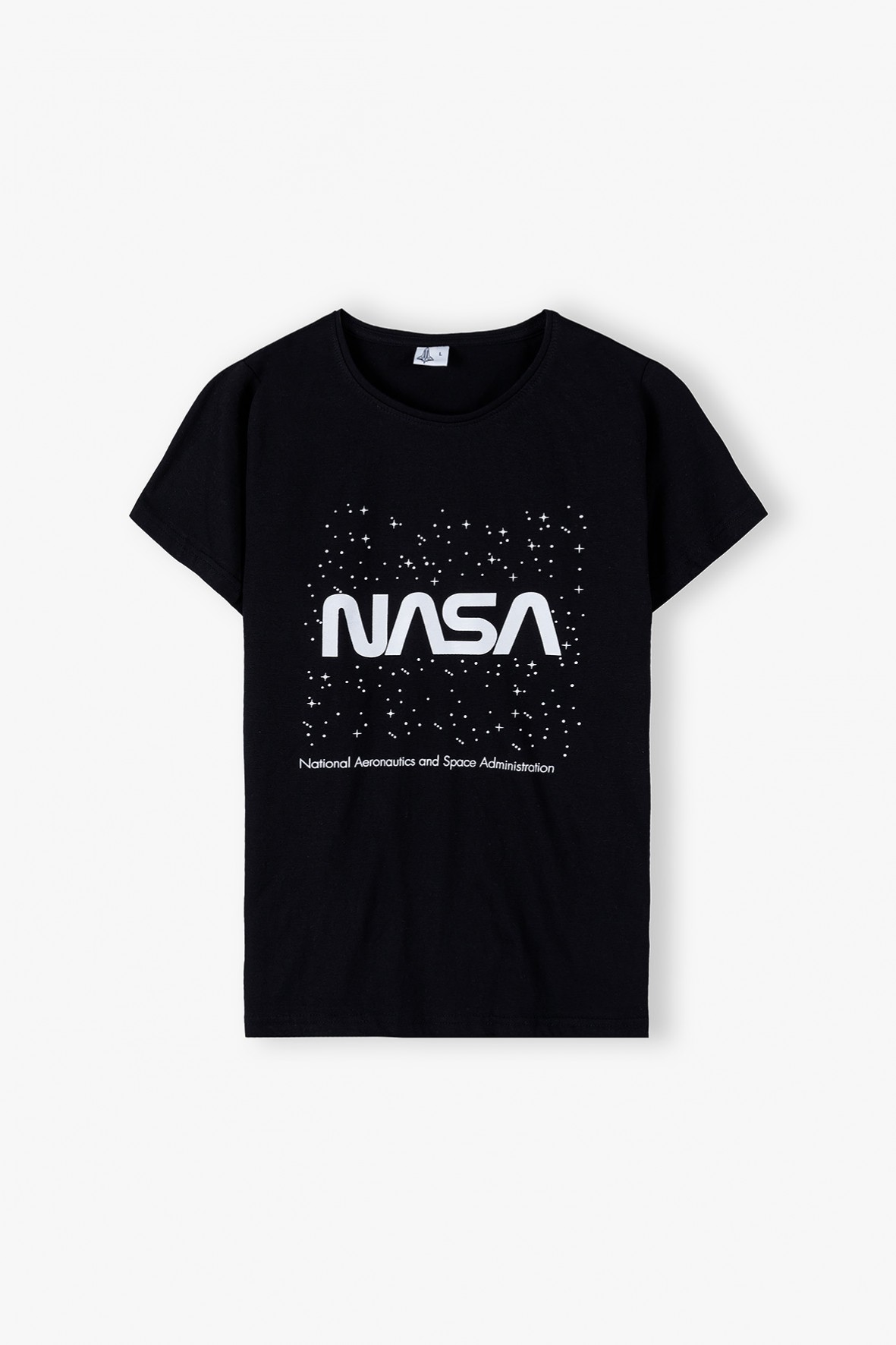Bawełniany t-shirt damski Nasa - czarny