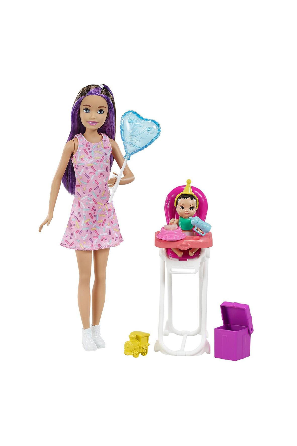 Barbie Opiekunka Krzesełko/Miniurodziny-  zestaw + lalki wiek 3+