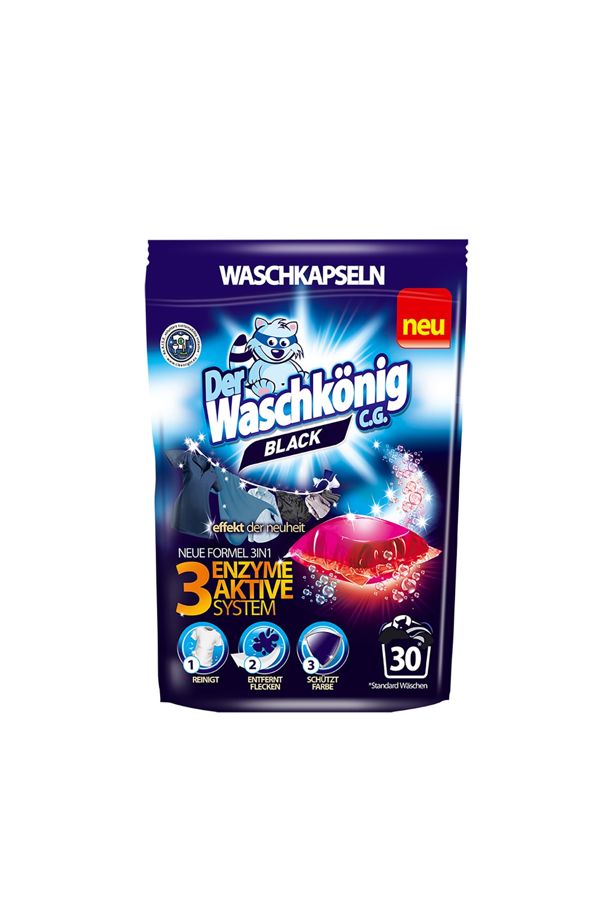 Der Waschkönig C.G. Mega Caps 3w1-kapsułki do prania - Doypack Czarny 30 szt. 