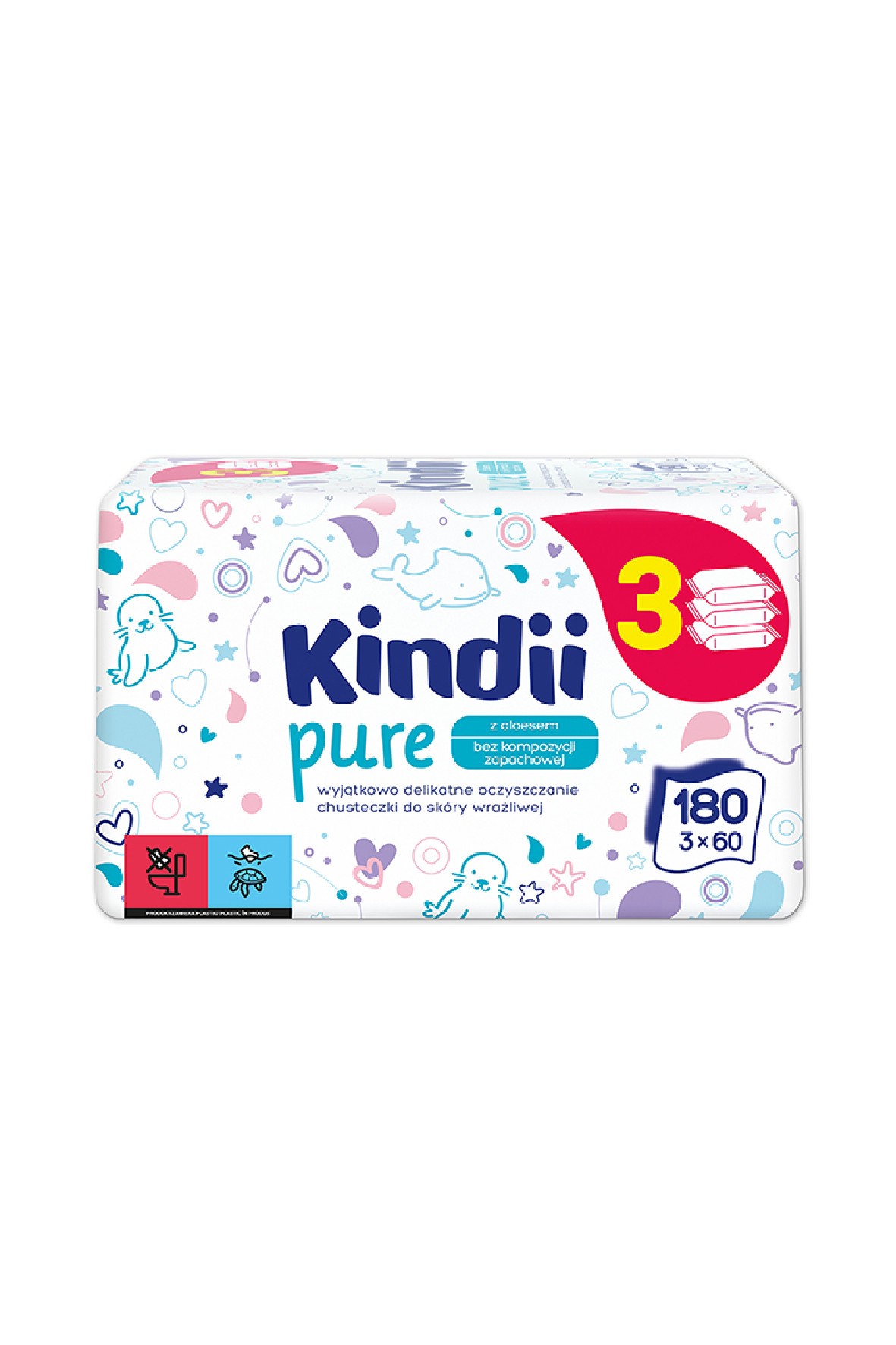 Chusteczki dla dzieci Kindii Pure 3x60 szt. 