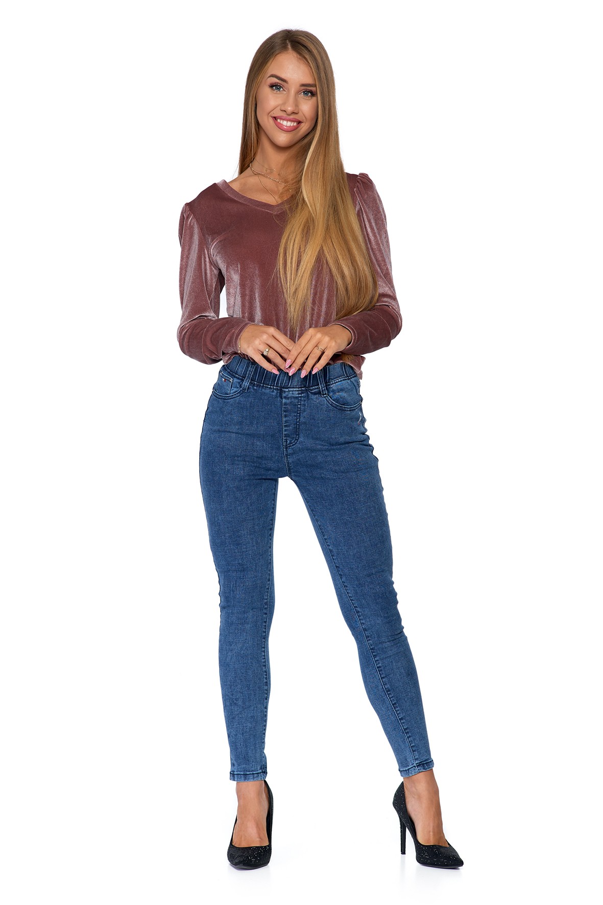 Spodnie damskie jeansowe - niebieskie