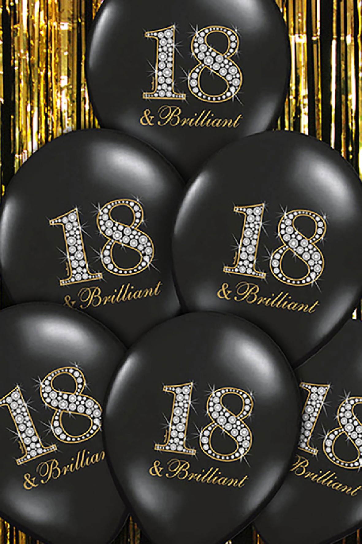Balony "18" & Brilliant -  Pastel Black 6szt