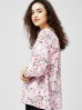 Koszula damska z łączonych materiałów z kwiatowym wzorem różowa