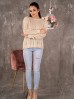 Sweter Merribel Etsaman Beige ażurowy - beżowy