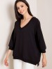 RUE PARIS Bluza damska oversize - czarna