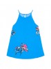 Bluzka damska koszulowa na ramiączkach w kwiaty niebieska 