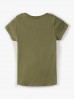 Bawełniany t-shirt dla dziewczynki - khaki z kwiatkami