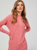 Sweter damski długi w prążki - różowy