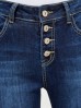 Granatowe jeansy damskie na guziki 