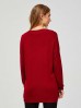 Sweter damski czerwony z dłuższym tyłem