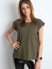 Gładki t-shirt damski - khaki