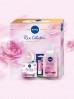 Zestaw XMAS NIVEA Rose Collection  (nawilżający żel-krem z organiczną wodą różaną i kwasem hialuronowym 50ml + micelarny płyn dwufazowy z olejkiem 400ml + pielęgnująca pomadka do ust Soft Rose 4,8g)