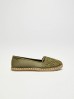 Espadryle damskie oliwkowe z koronką