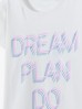 Bawełniany t-shirt dziewczęcy z napisem - DREAM PLAN DO