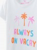 T-shirt dziewczęcy  Always On Vacay - biały