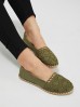 Espadryle damskie oliwkowe z koronką