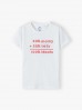 Bawełniany t-shirt dziewczęcy z nadrukiem - 50% mamy 50% taty 100% ideału