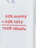 Bawełniany t-shirt dziewczęcy z nadrukiem - 50% mamy 50% taty 100% ideału