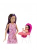 Barbie Opiekunka Krzesełko/Miniurodziny-  zestaw + lalki wiek 3+