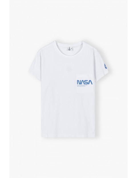 Bawełniany t-shirt damski Nasa- biały