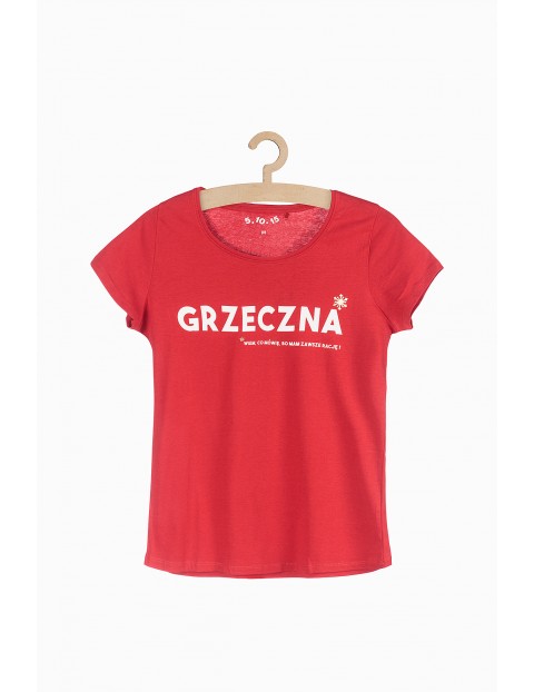 T-shirt damski z napisem Grzeczna