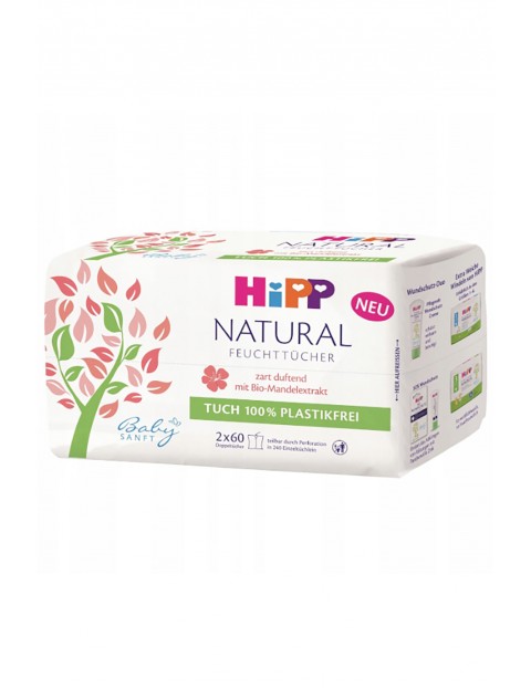 Chusteczki pielęgnacyjne HiPP Babysanft Natural Soft, 2x60 szt.