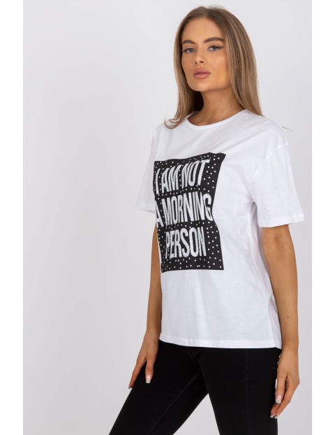 Biały t-shirt damski I AM NOT A MORNIG PERSON