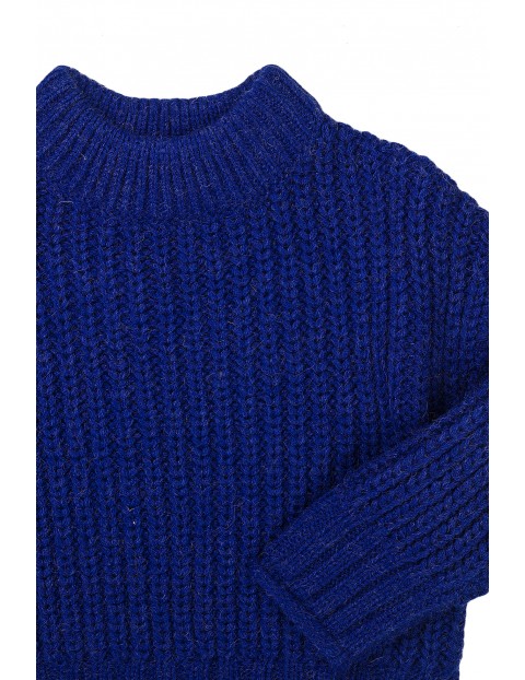 Sweter dziewczęcy dzianinowy niebieski 