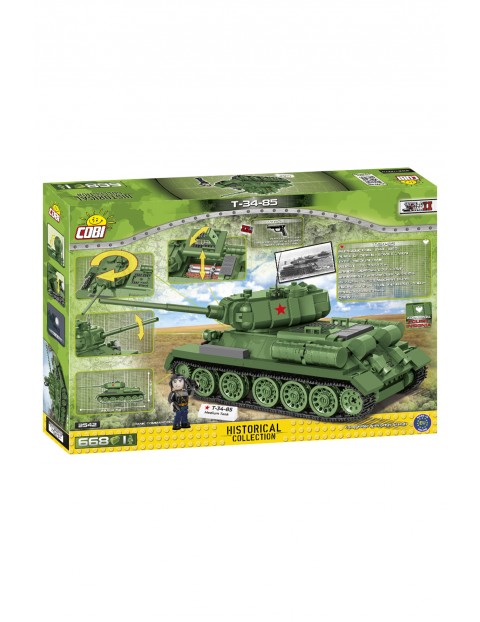 Klocki COBI 2542 T-34/85 HISTORICAL COLLECTION - 668 el wiek 7+