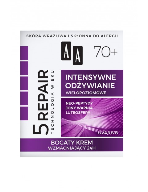 AA Technologia Wieku 5Repair 70+ Intensywne odżywianie bogaty krem wzmacniający 24h 50 ml