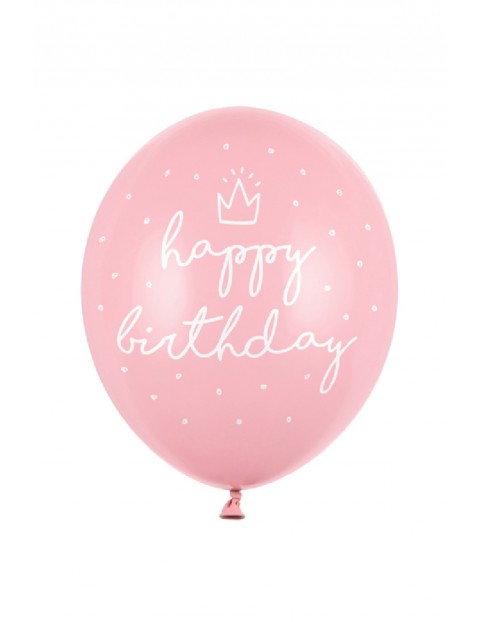 Balony happy birthday, P. Baby Pink 6 szt.