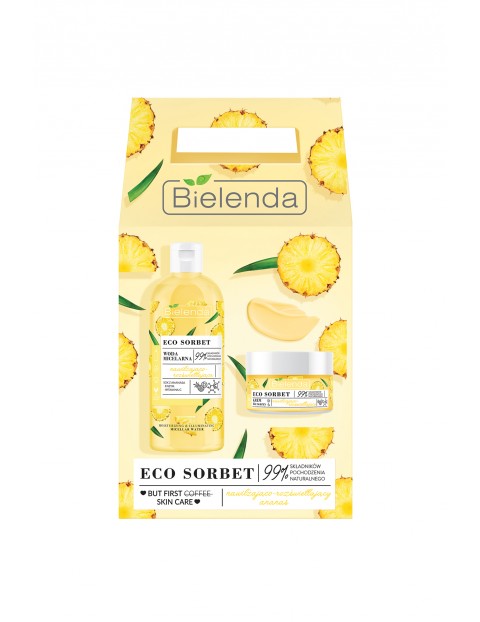 Zestaw ECO SORBET Ananas - Krem nawilżajaco-rozświetlający 50ml+ Woda micelarna, 500ml 