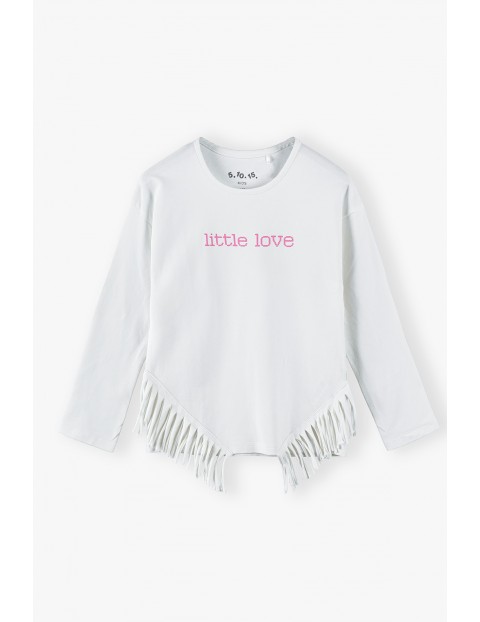 Bawełniana beżowa bluzka dziewczęca z napisem Little Love