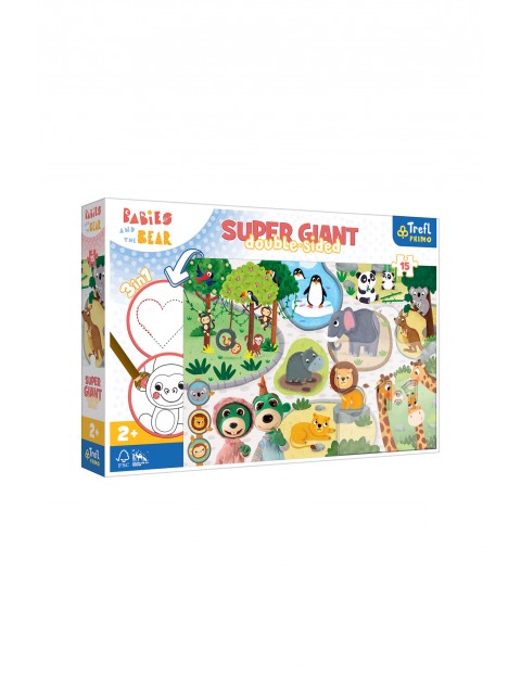 Puzzle dla dzieci Super Giant Double Sided - Bobaski w ZOO wiek 2+