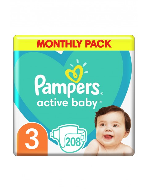 Pampers Active Baby, rozmiar 3, 208 pieluszek, 6-10kg