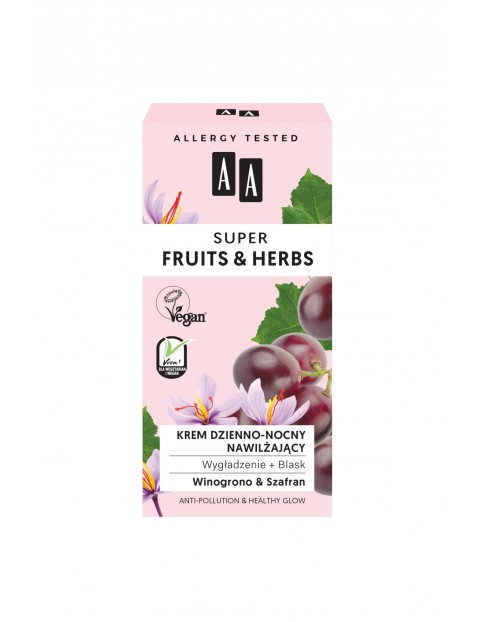 AA Super Fruits&Herbs krem dzienno-nocny nawilżający wygładzenie + blask 50 ml