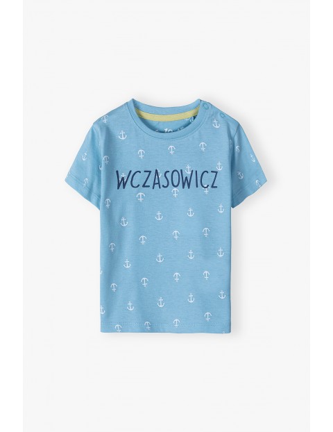 Dzianinowy T-shirt z napisem WCZASOWICZ