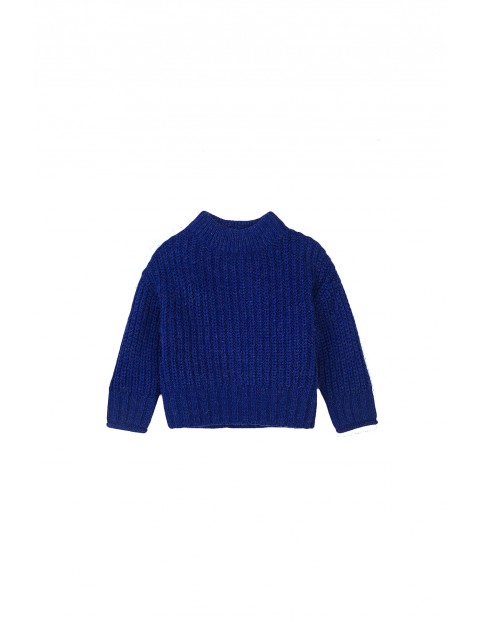 Sweter dziewczęcy dzianinowy niebieski 