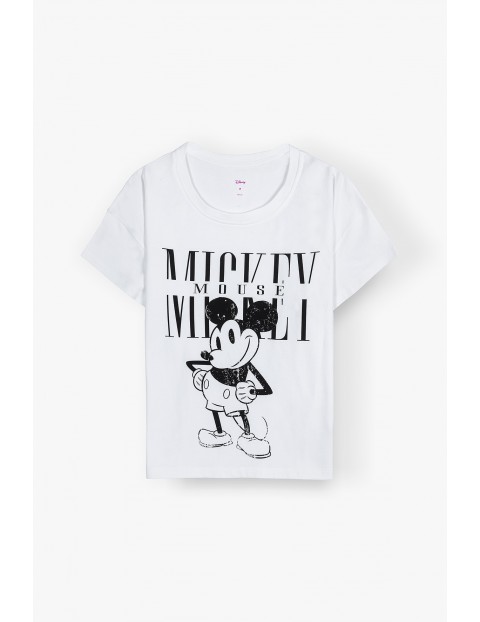 T-shirt damski bawełniany Mickey Mouse - biały