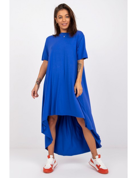 Sukienka damska z długim tyłem - niebieska