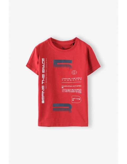 T-shirt chłopięcy czerwony z nadrukami