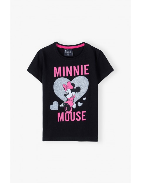 Bawełniany t-shirt dziewczęcy MInnie czarny