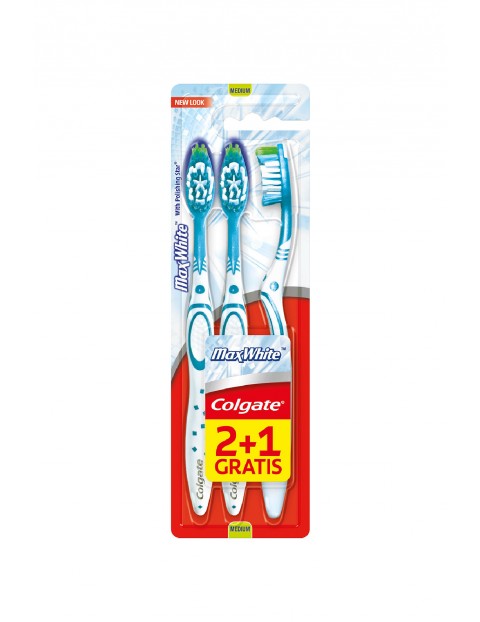 Colgate MaxWhite Szczoteczka do zębów średnia MEDIUM 3 sztuki