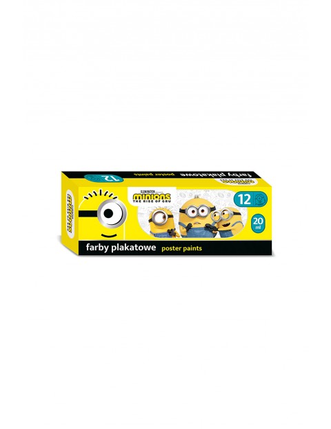 Farby plakatowe 12 kolorów 20 ml MINIONKI