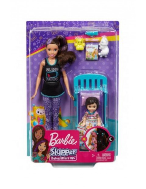 Barbie Skipper - Zestaw Czas na sen z łóżkiem - Lalka opiekunka i dziecko wiek 3+