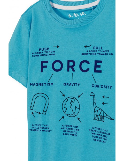 Bawełniany t-shirt chłopięcy - FORCE - niebieski