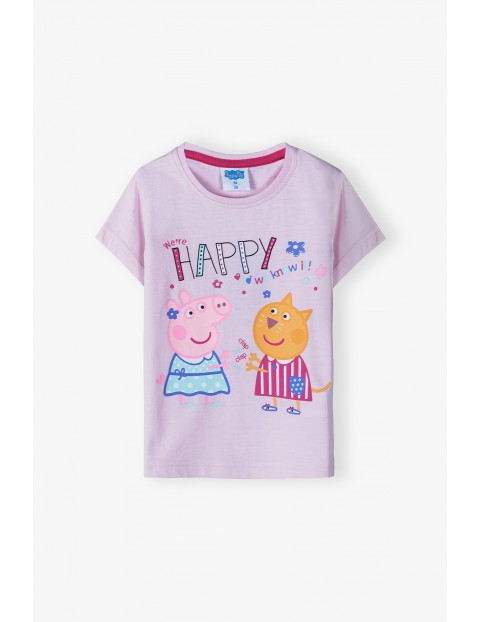 Bawełniany t-shirt dziewczęcy Świnka Peppa - różowa 