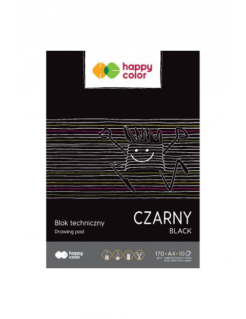 Blok techniczny czarny A4, 170g - 10 arkuszy