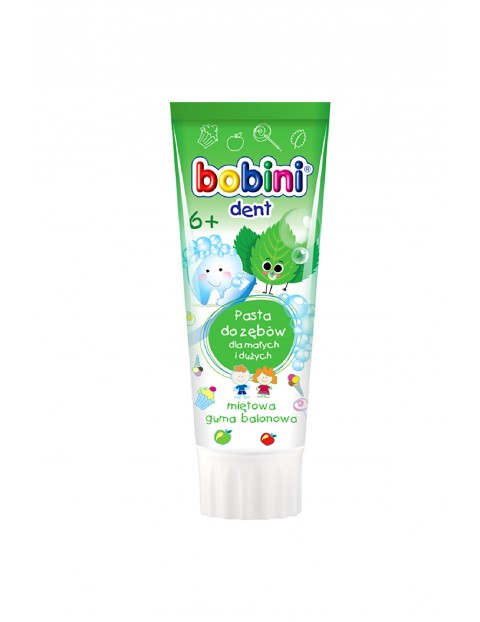 BOBINI Pasta do zębów dla dzieci 75 ml - Miętowa guma balonowa wiek 6+